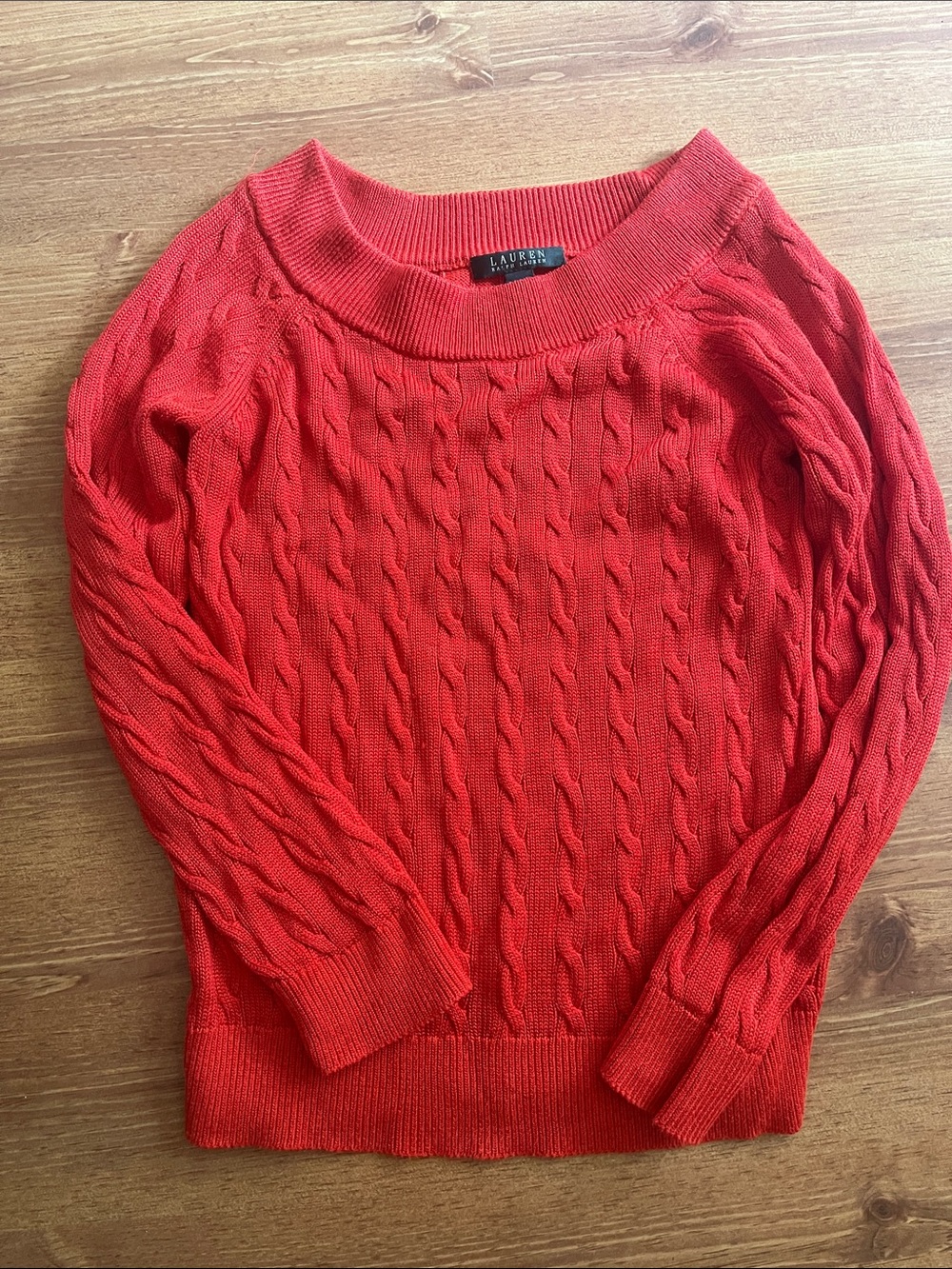 Lauren Ralph Lauren Cable Ribbed Preppy Wide-neck Sweater, M